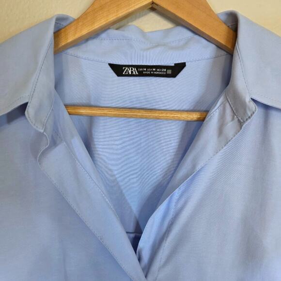 ZARA Oversized Poplin Shirt M Light Blue Cotton Minimalist Workwear - Picture 5 of 7